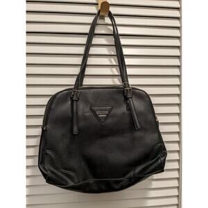 Guess Black Crossgrain Leather Adjustable Strap Women's Handbag Purse Zip Close